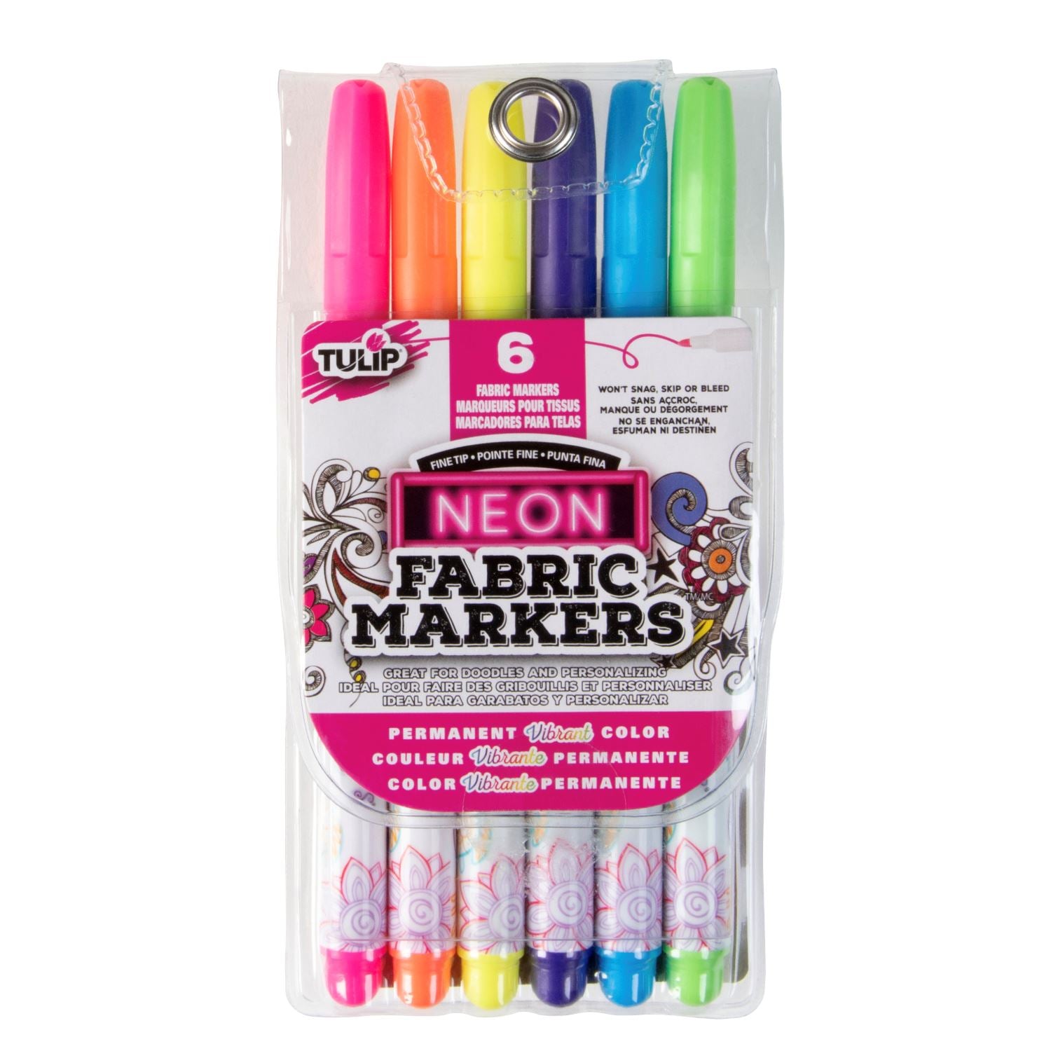 Tulip Fine-Tip  Fabric Markers Neon 6 Pack - 1