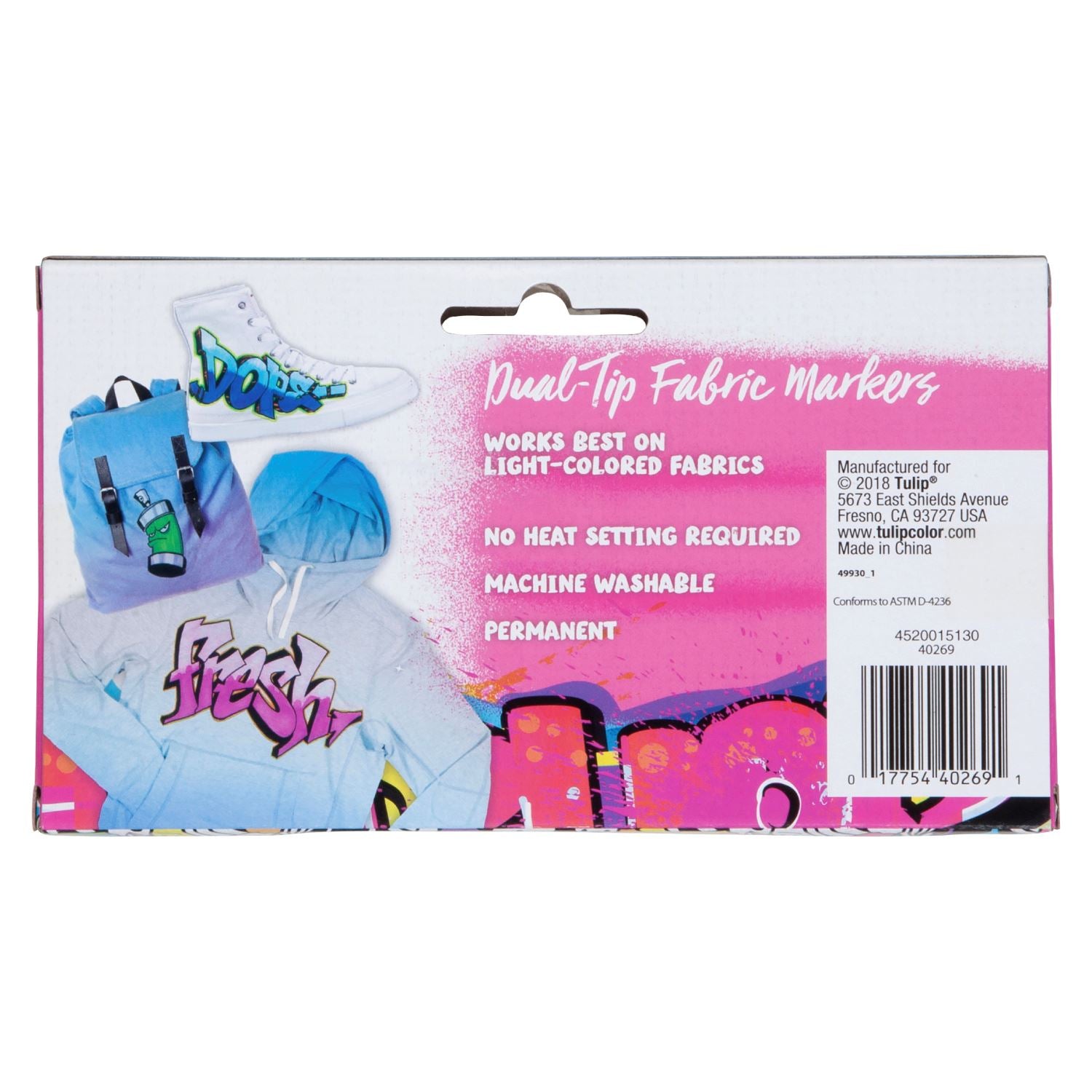 Tulip Graffiti Fabric Markers 6/Pkg-Rainbow - Chisel Tip, 1 count