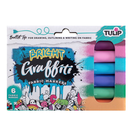 Tulip Graffiti Bullet-Tip Fabric Markers Bright 6 Pack