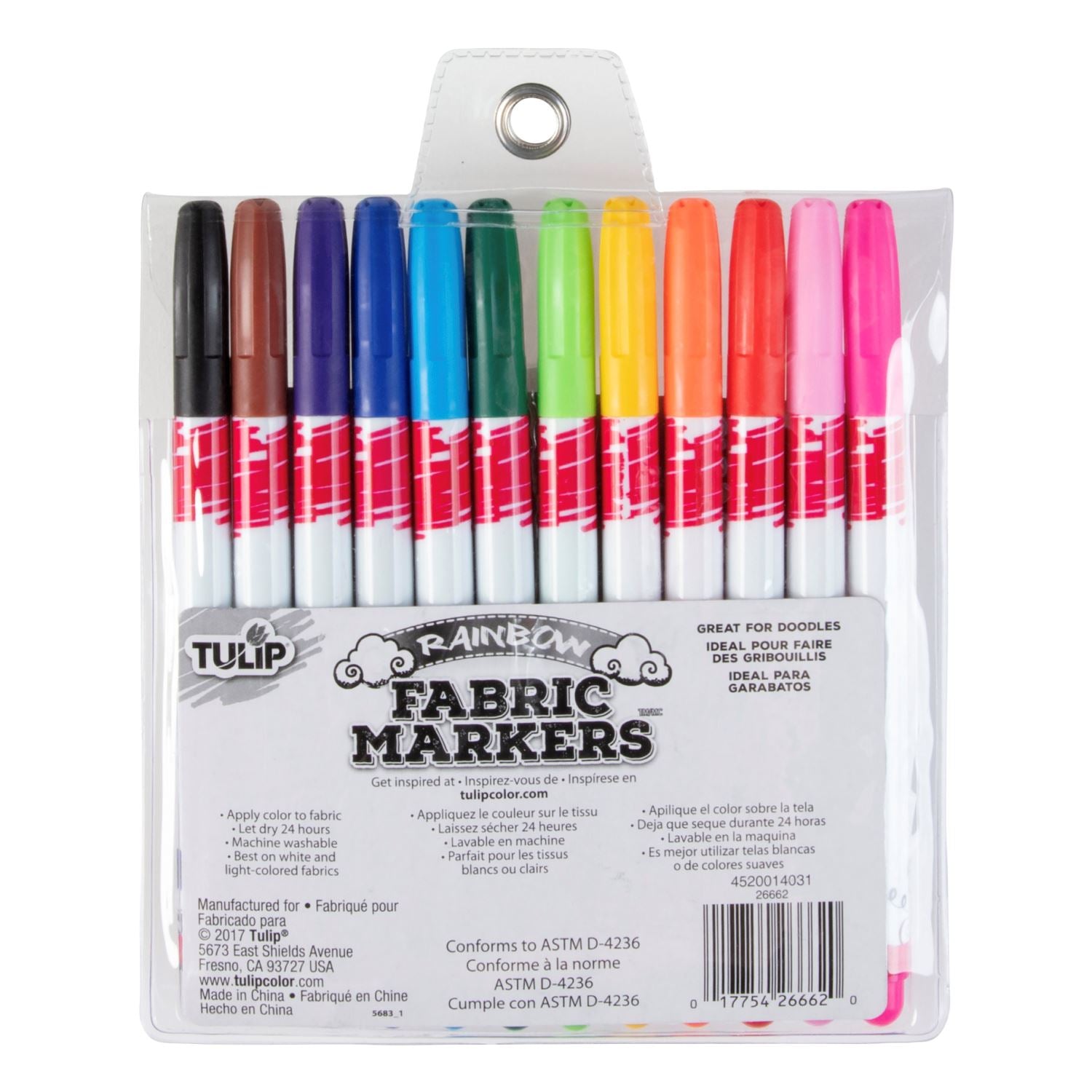 Tulip Fine-Tip Fabric Markers Rainbow 12 Pack - 8