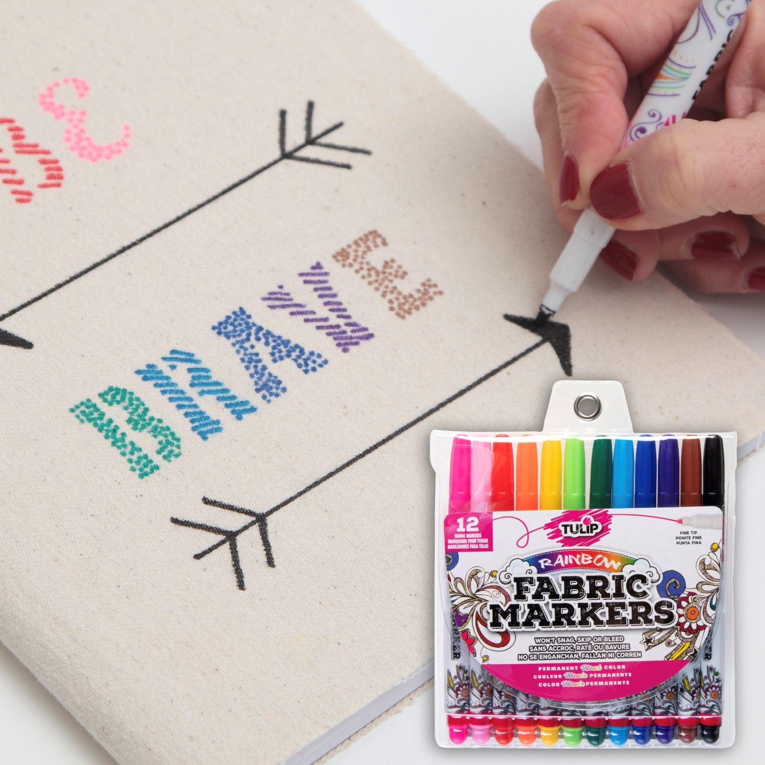 Tulip Fine-Tip Fabric Markers Rainbow 12 Pack - 6