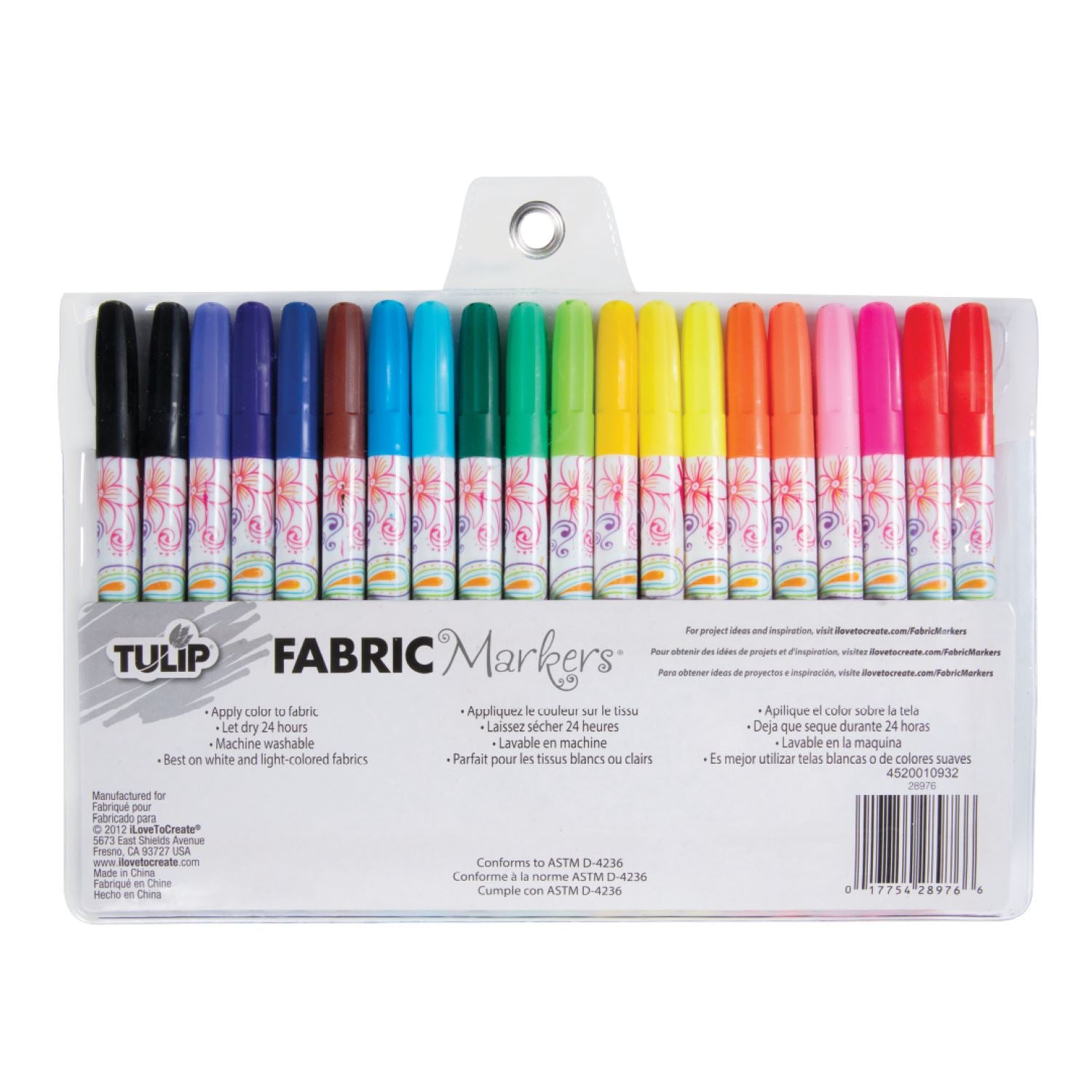 Tulip Fine-Tip Fabric Markers Rainbow 20 Pack - 9